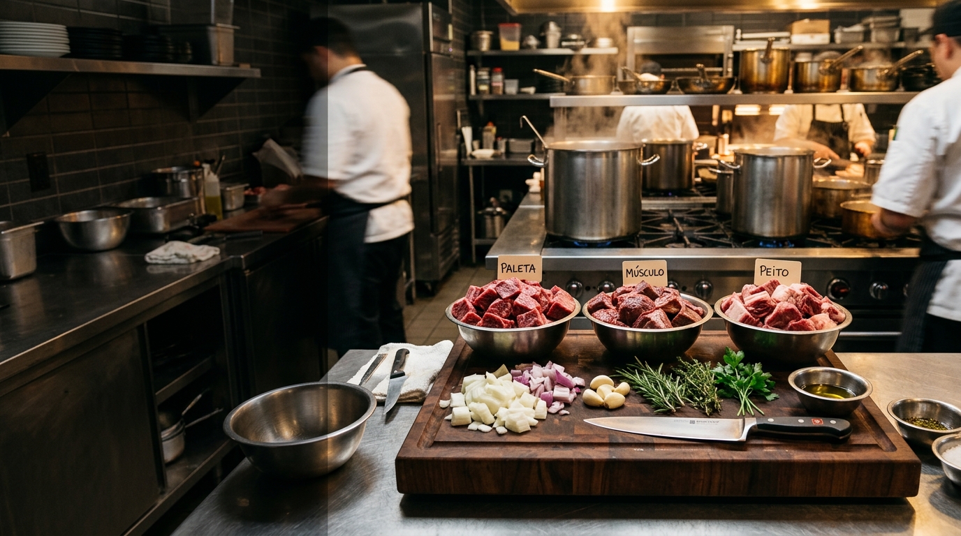 Paleta, Músculo e Peito Bovino no Atacado para Cozinhas de Grande Volume